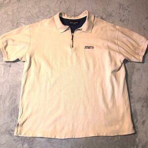 Regatta 1909 1/4 Zip Polo Shirt Men's Large Cream Vtg Short Sleeve Cotton Pique